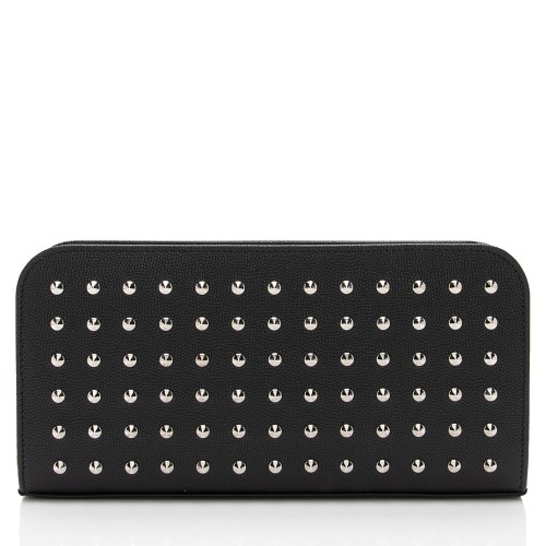 Saint Laurent Grain de Poudre Studded Marquage Zip Around Wallet