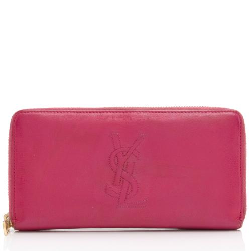 Saint Laurent Leather Monogram Belle du Jour Zip Around Wallet