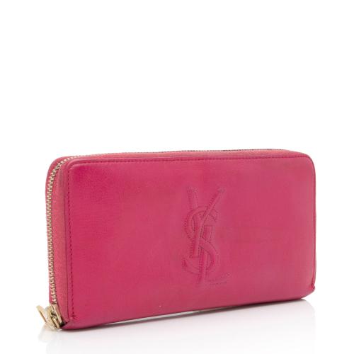 Saint Laurent Leather Monogram Belle du Jour Zip Around Wallet