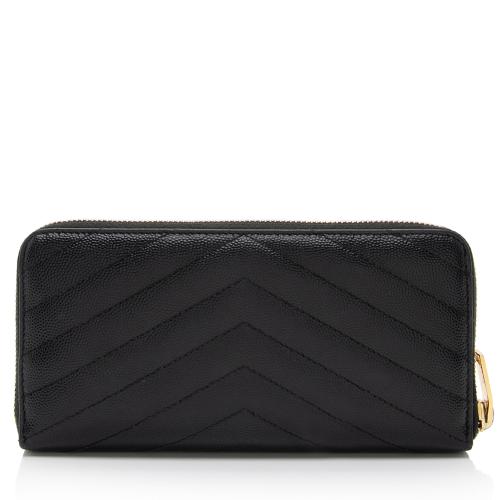 Saint Laurent Matelasse Grain de Poudre Monogram Zip Around Wallet