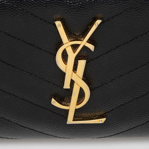 Saint Laurent Matelasse Grain de Poudre Monogram Zip Around Wallet