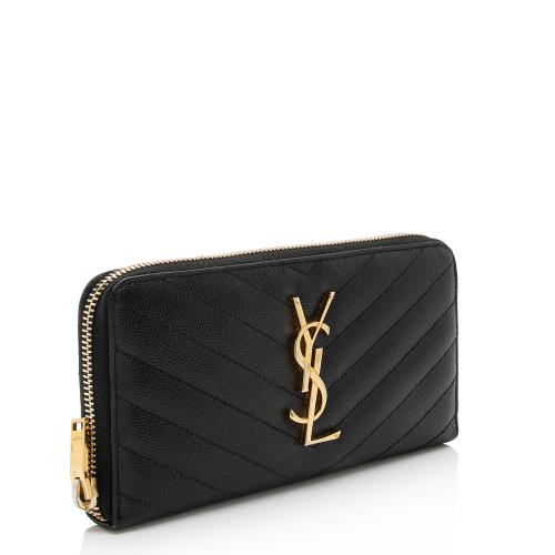 Saint Laurent Matelasse Grain de Poudre Monogram Zip Around Wallet