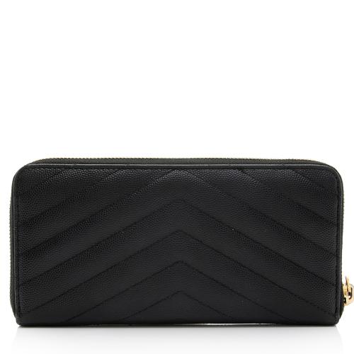 Saint Laurent Matelasse Grain de Poudre Monogram Zip Around Wallet