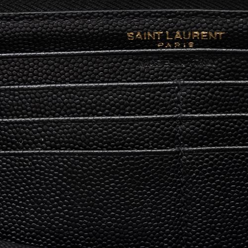 Saint Laurent Matelasse Grain de Poudre Monogram Zip Around Wallet