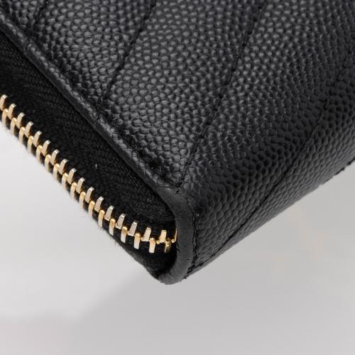 Saint Laurent Matelasse Grain de Poudre Monogram Zip Around Wallet