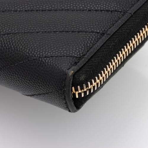 Saint Laurent Matelasse Grain de Poudre Monogram Zip Around Wallet