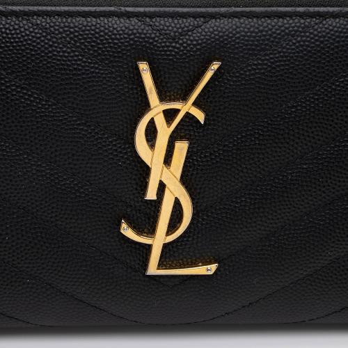 Saint Laurent Matelasse Grain de Poudre Monogram Zip Around Wallet