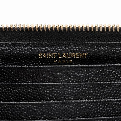 Saint Laurent Matelasse Grain de Poudre Monogram Zip Around Wallet