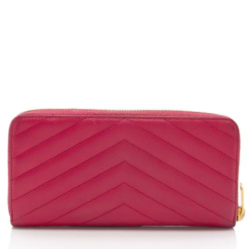 Saint Laurent Matelasse Grain de Poudre Monogram Zip Around Wallet