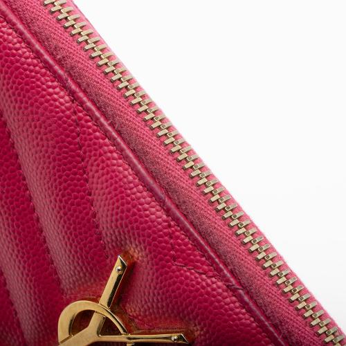 Saint Laurent Matelasse Grain de Poudre Monogram Zip Around Wallet