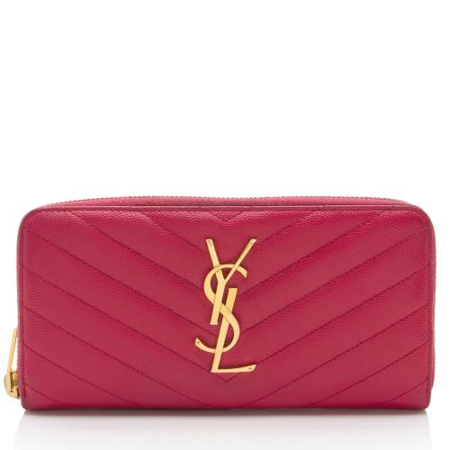 Saint Laurent Matelasse Grain de Poudre Monogram Zip Around Wallet