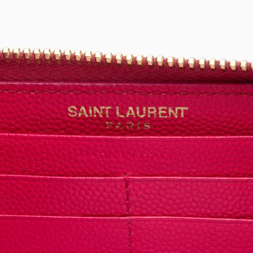 Saint Laurent Matelasse Grain de Poudre Monogram Zip Around Wallet