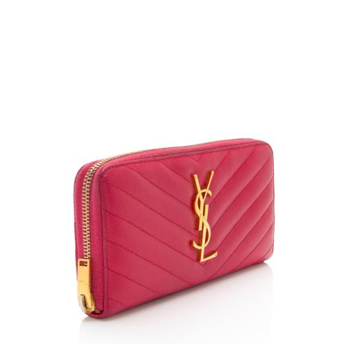 Saint Laurent Matelasse Grain de Poudre Monogram Zip Around Wallet