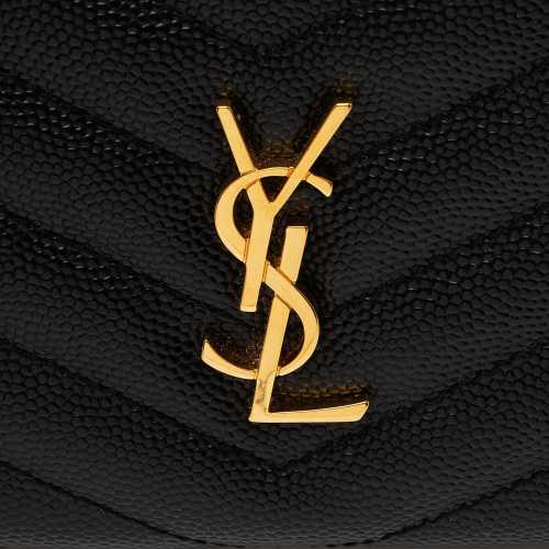 Saint Laurent Matelasse Grain de Poudre Monogram Zipper Card Case