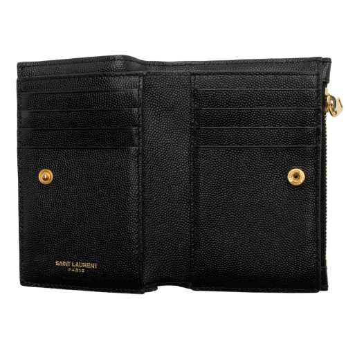 Saint Laurent Matelasse Grain de Poudre Monogram Zipper Card Case