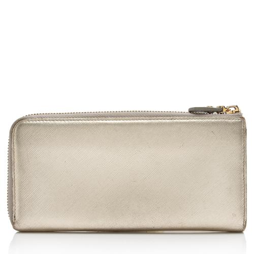 Salvatore Ferragamo Metallic Saffiano Vara Zip Continental Wallet