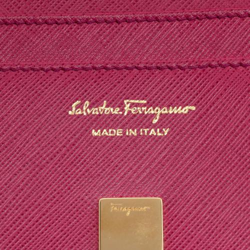 Salvatore Ferragamo Saffiano Gancini Clasp Continental Wallet