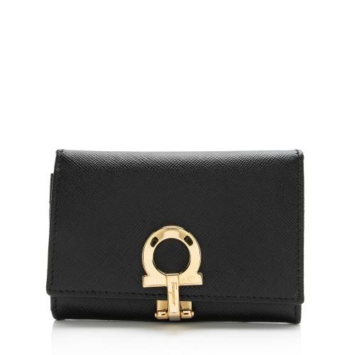 Salvatore Ferragamo Saffiano Gancini Key Holder Card Case