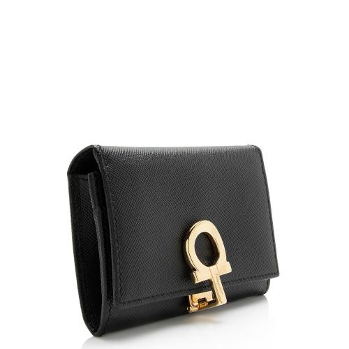 Salvatore Ferragamo Saffiano Gancini Key Holder Card Case