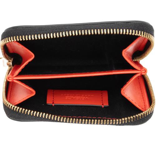 Versace La Greca Coated Canvas Compact Zip Around Wallet