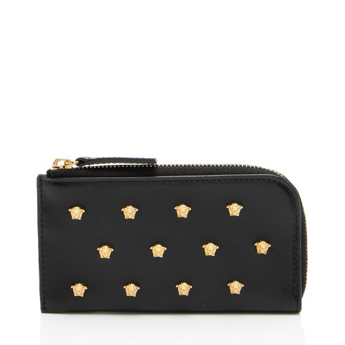 Versace Leather Medusa Studded Card Case