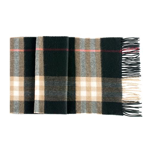 Burberry Check Cashmere Fringe Scarf