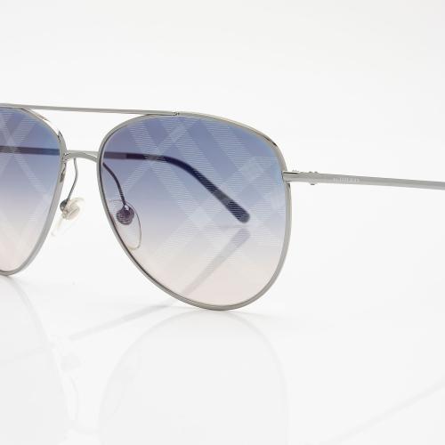 Burberry Polarized Check Aviator Sunglasses