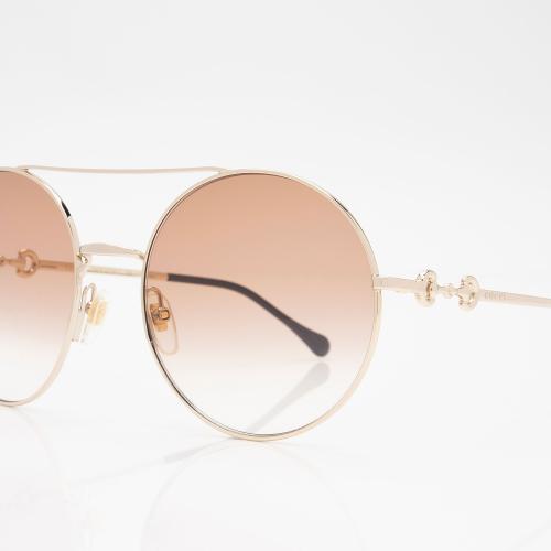 Gucci Horsebit Oversized Round Aviator Sunglasses