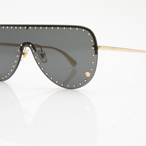 Versace Studded Rimless Shield Sunglasses