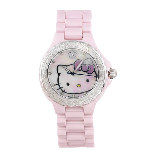 Hello Kitty Pink Ceramic Diamond Watch