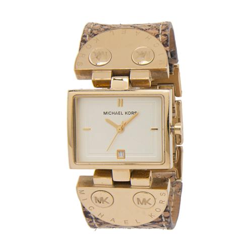 Michael Kors Embossed Python Square Watch