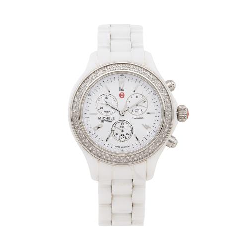 Michele Diamond Ceramic Jetway Chronograph Watch