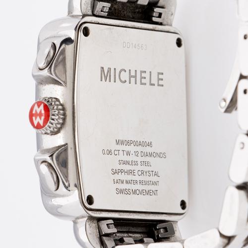 Michele Stainless Steel Diamond Deco Chronograph Watch